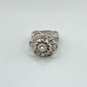 Vintage DGS Turkey Filigree Flower Statement Ring